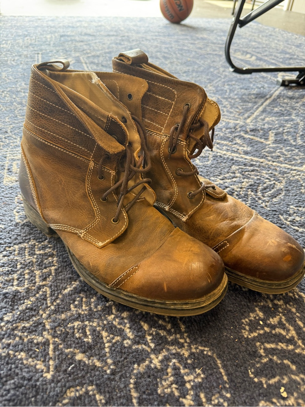 BED|STU Men's Distressed Brown Leather Lace-Up Boots
